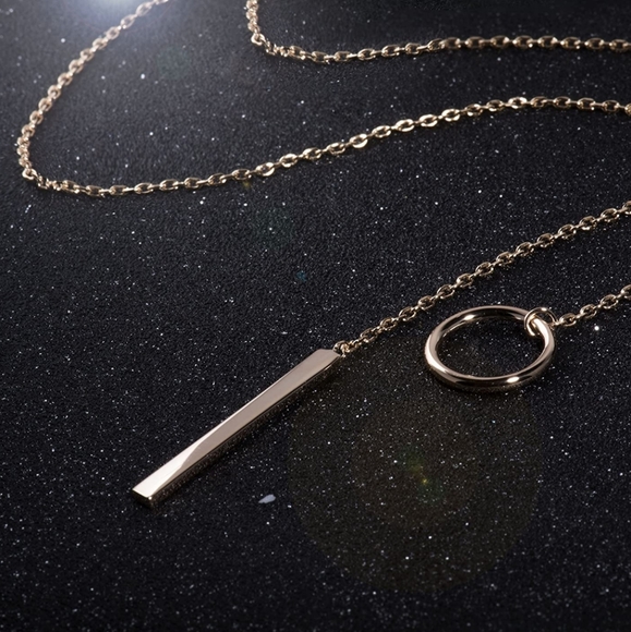 Goldtone Circle Bar Necklace - Picture 4 of 4